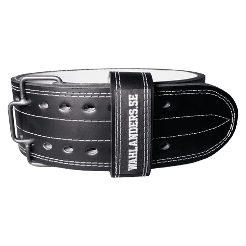 Wahlanders Powerlifting Belt, Black Leather With White Stitching, IPF Approved